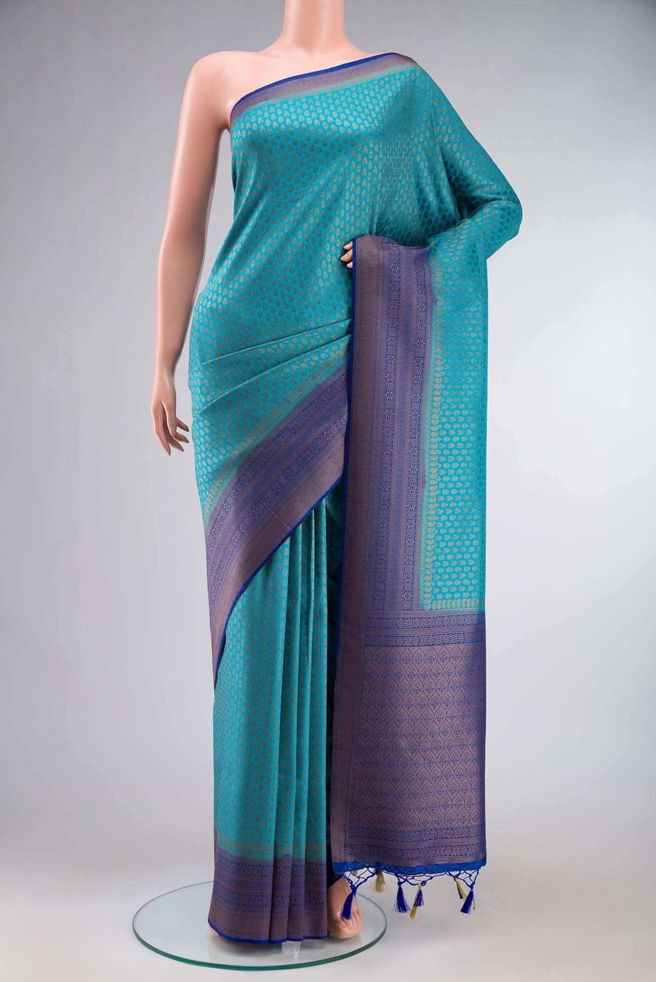 Blue Blended Banarasi Saree