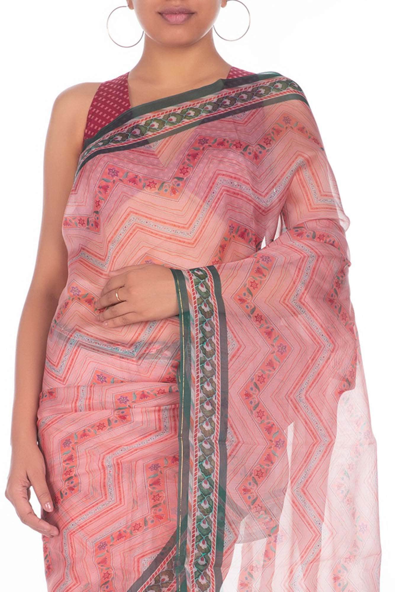 Leher Pink floral design saree from Chintz Collection, Designed by Nalli