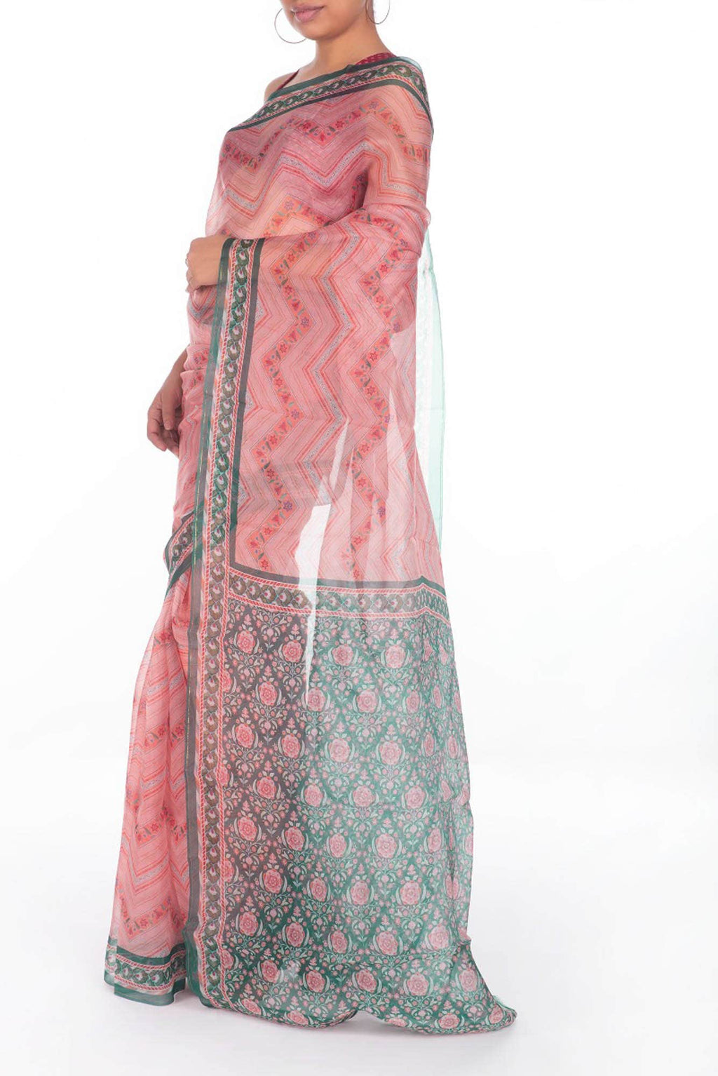 Leher Pink floral design saree from Chintz Collection, Designed by Nalli