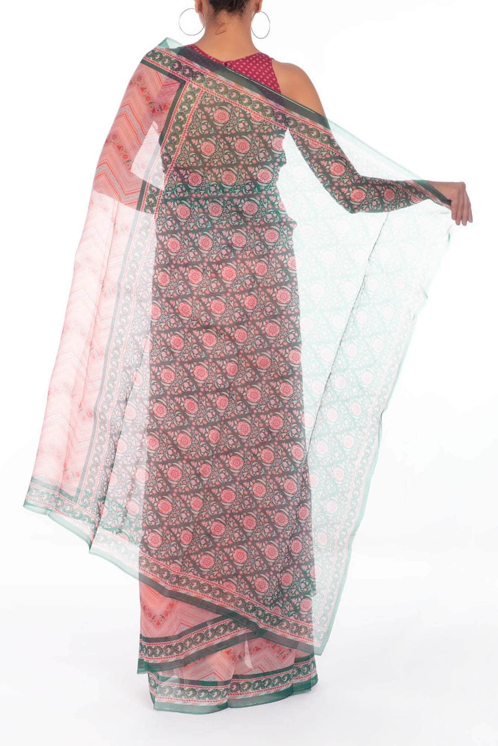 Leher Pink floral design saree from Chintz Collection, Designed by Nalli