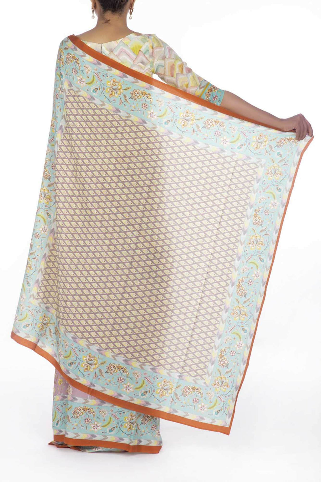 Bagicha Mauve floral design saree from Chintz Collection, Designed by Nalli