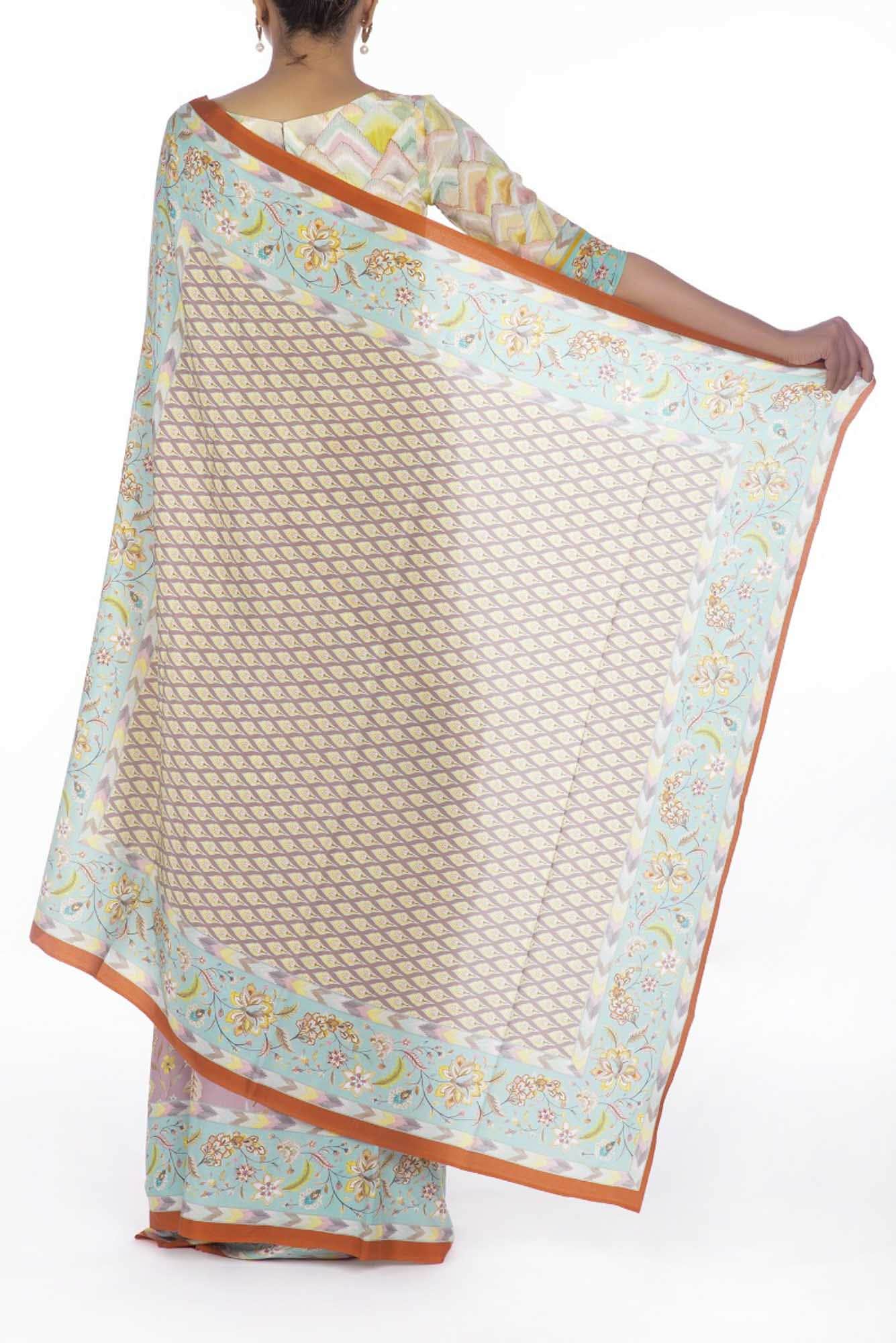 Bagicha Mauve floral design saree from Chintz Collection, Designed by Nalli