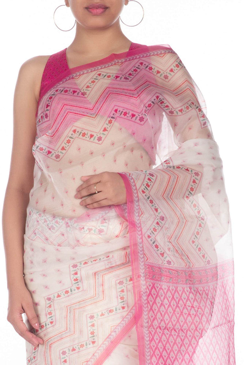 Butidar Off White floral design saree from Chintz Collection, Designed by Nalli