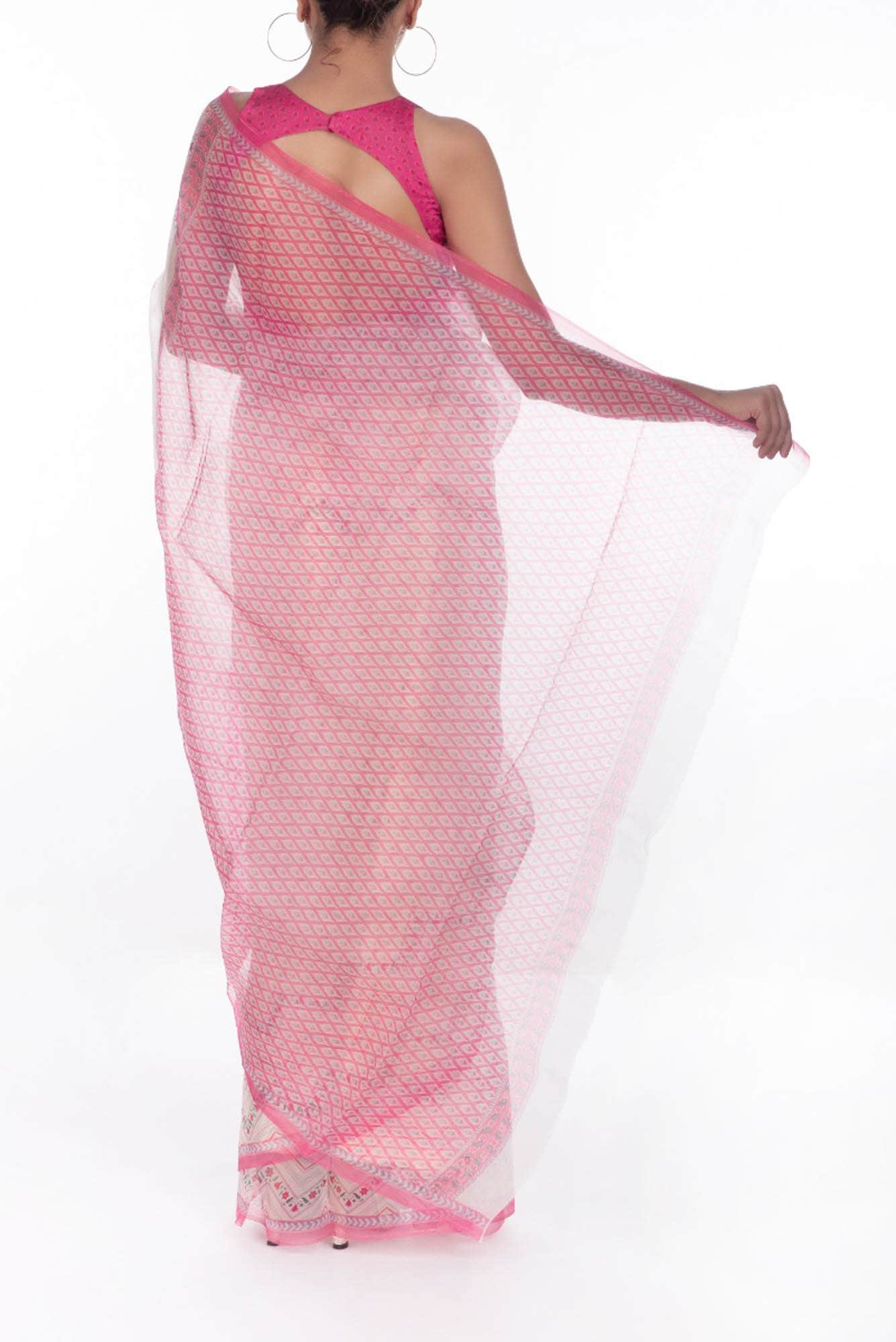 Butidar Off White floral design saree from Chintz Collection, Designed by Nalli