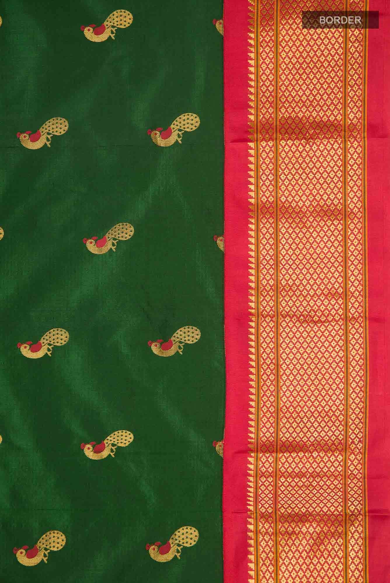 Bottle Green Paithani Silk Saree