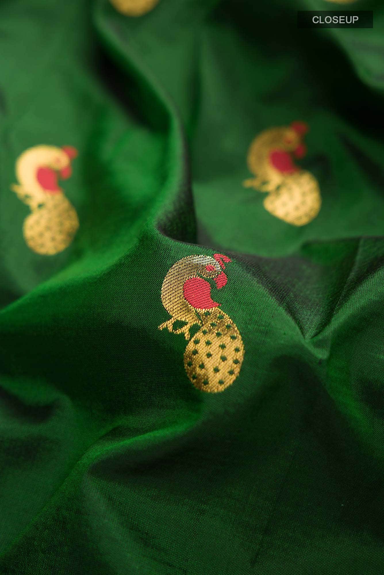 Bottle Green Paithani Silk Saree