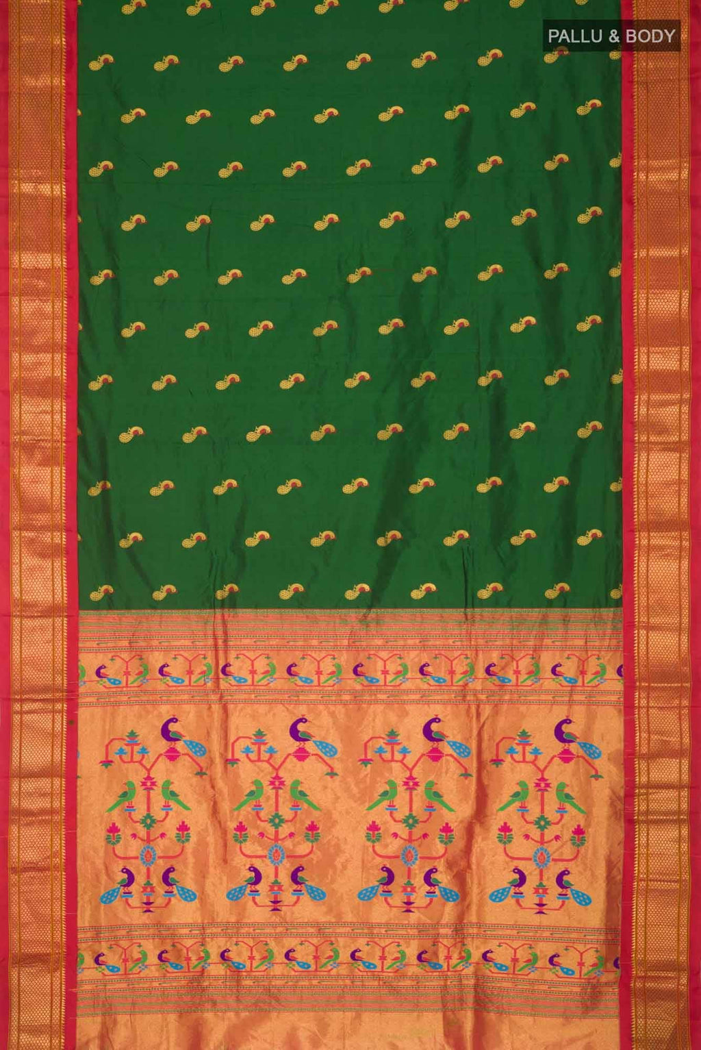 Bottle Green Paithani Silk Saree