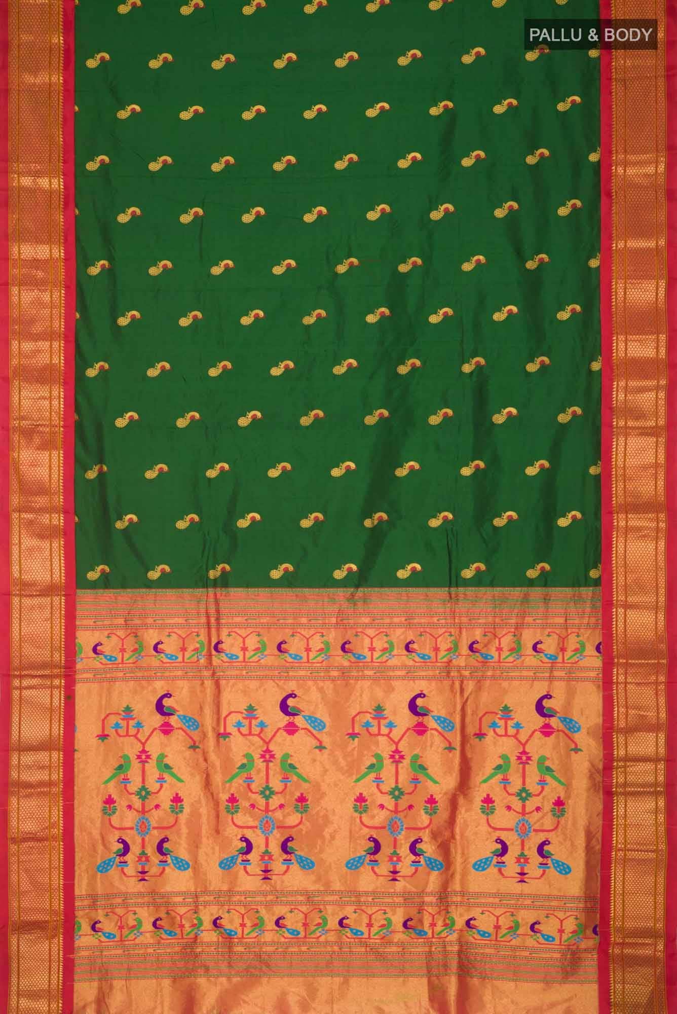 Bottle Green Paithani Silk Saree