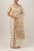 Pyari Peony-Sandal Banarasi Silk Saree