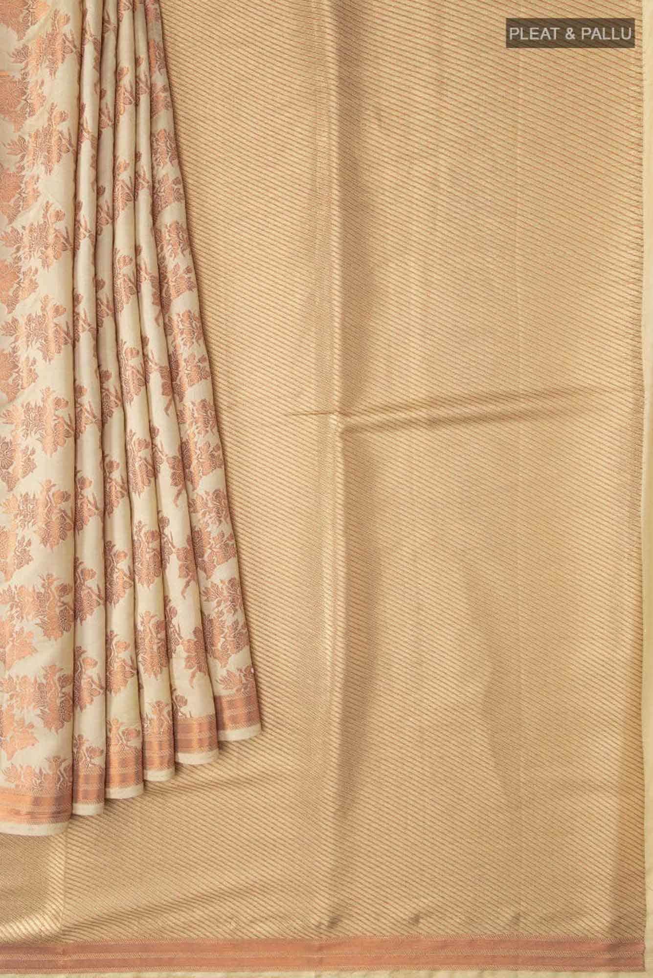 Pyari Peony-Sandal Banarasi Silk Saree