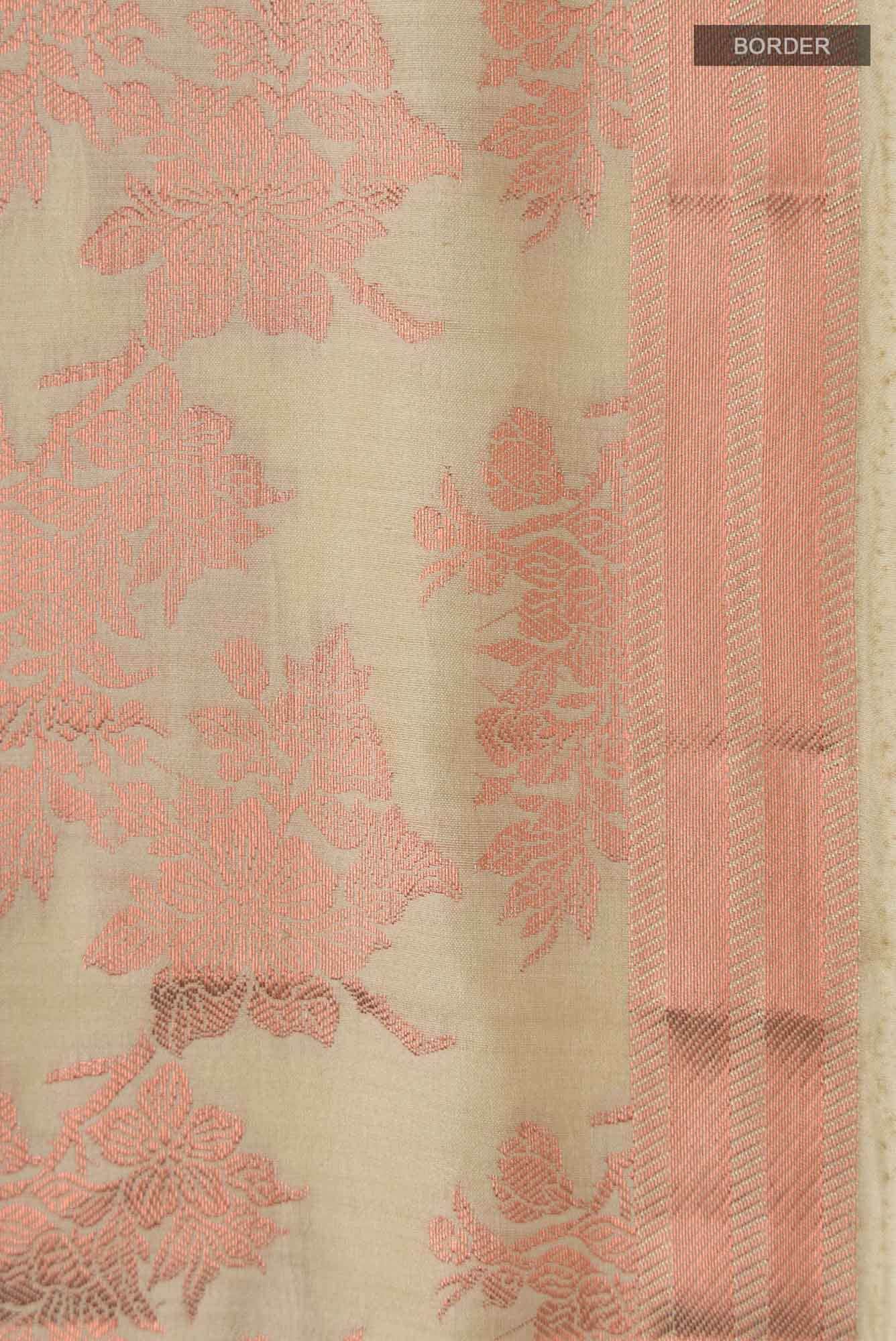 Pyari Peony-Sandal Banarasi Silk Saree