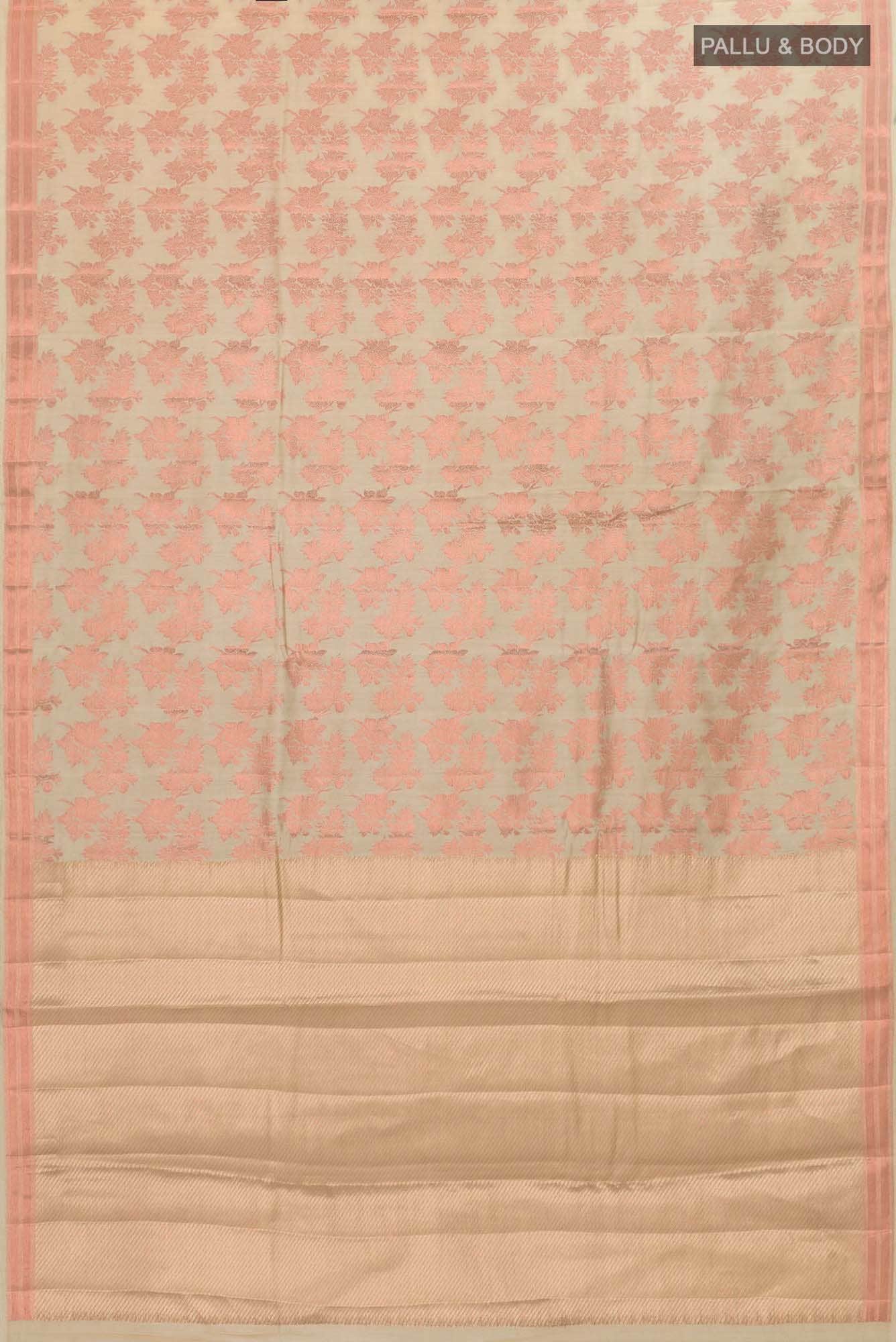 Pyari Peony-Sandal Banarasi Silk Saree