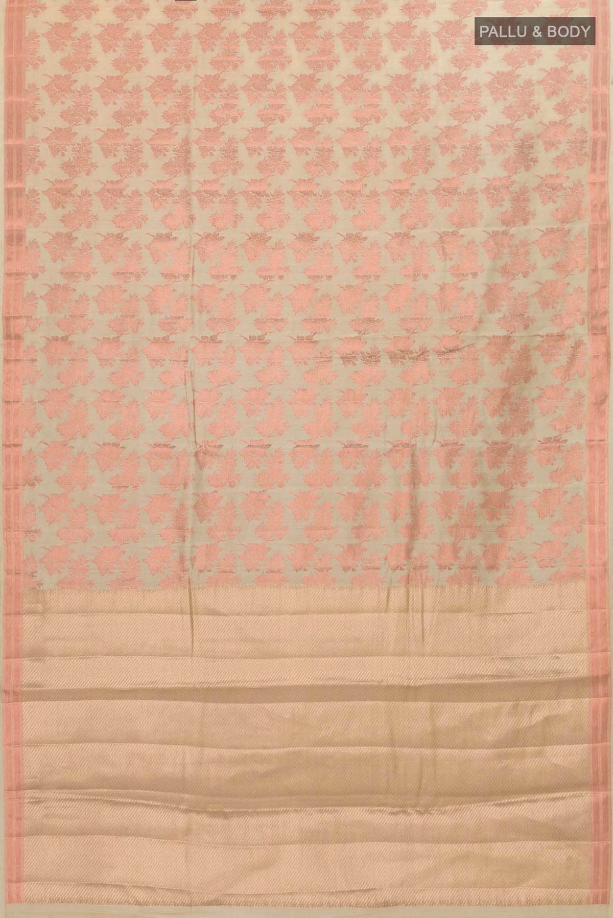 Pyari Peony-Sandal Banarasi Silk Saree