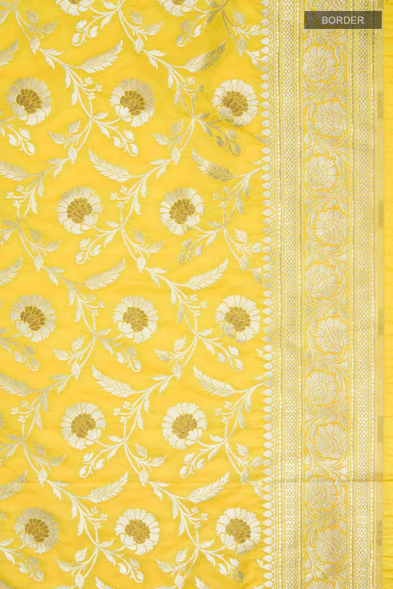 Yellow Blended Banarasi Saree