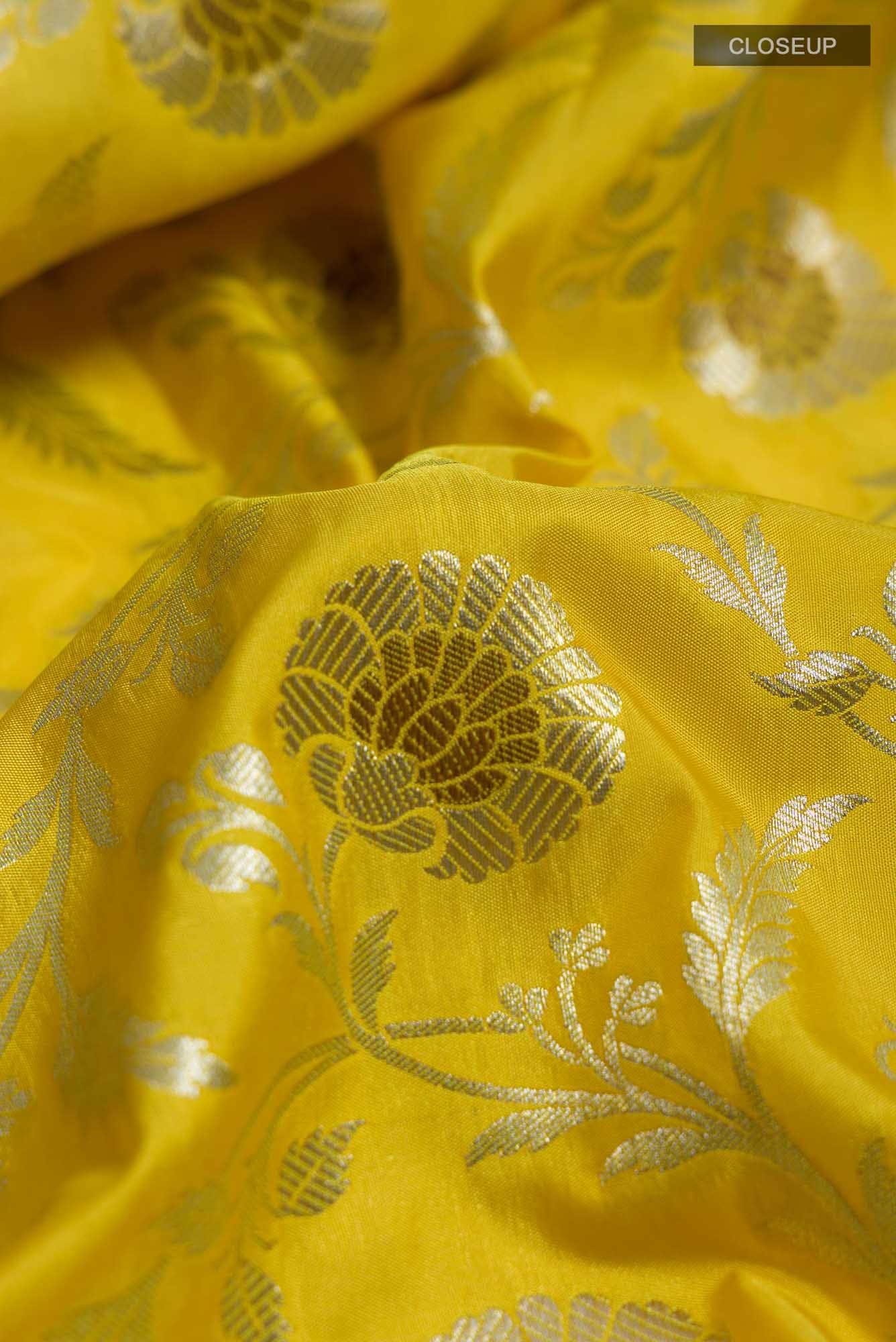 Yellow Blended Banarasi Saree