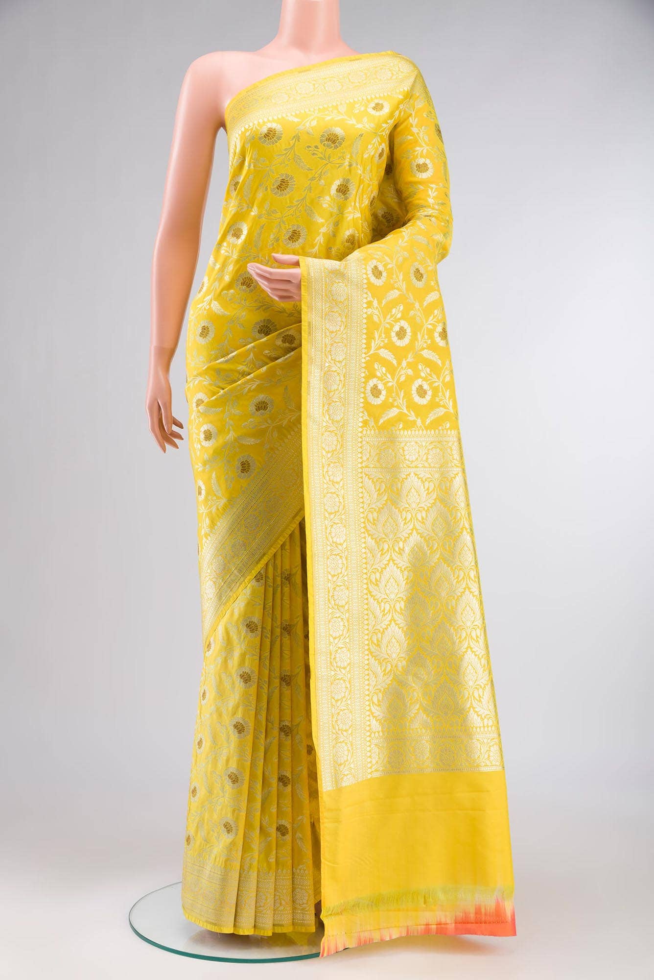 Yellow Blended Banarasi Saree