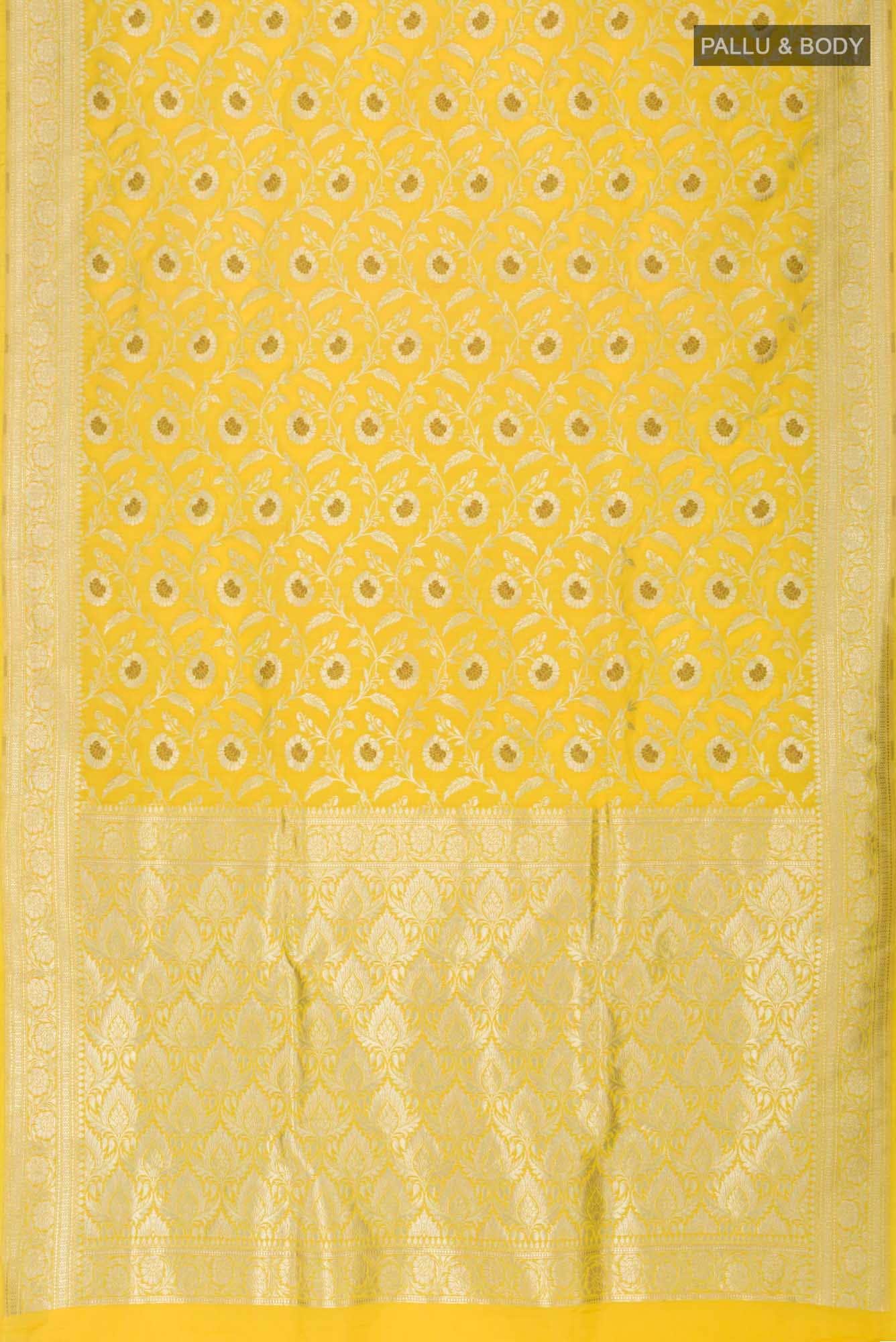 Yellow Blended Banarasi Saree