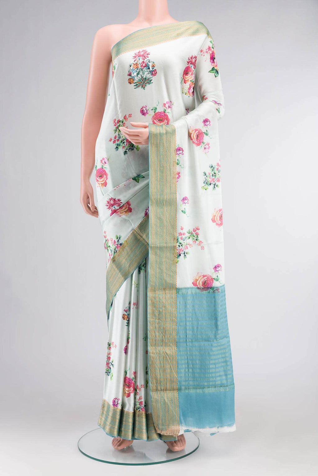 Blue Satin Silk Saree