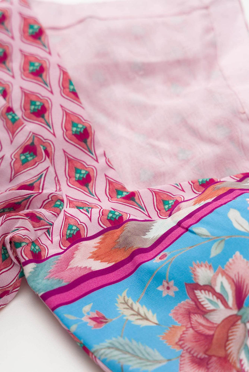 Bagicha - Sky Blue Floral design saree from Chintz Collection, Designed by Nalli