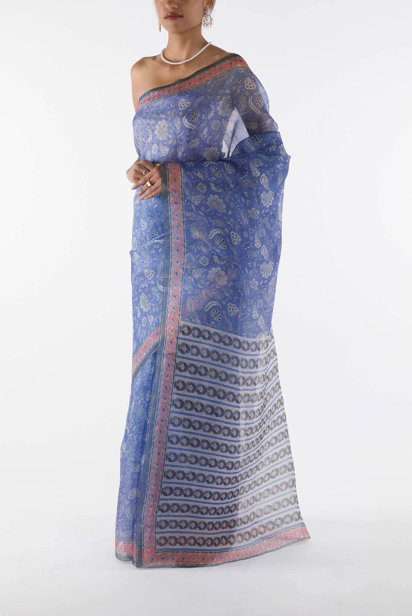 Guldasta - Blue Floral design saree from Chintz Collection, Designed by Nalli