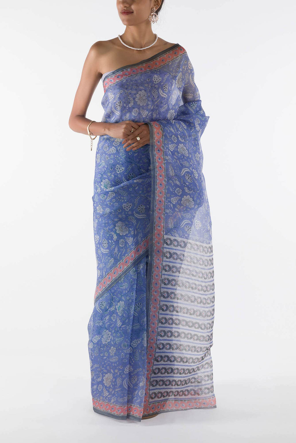 Guldasta - Blue Floral design saree from Chintz Collection, Designed by Nalli