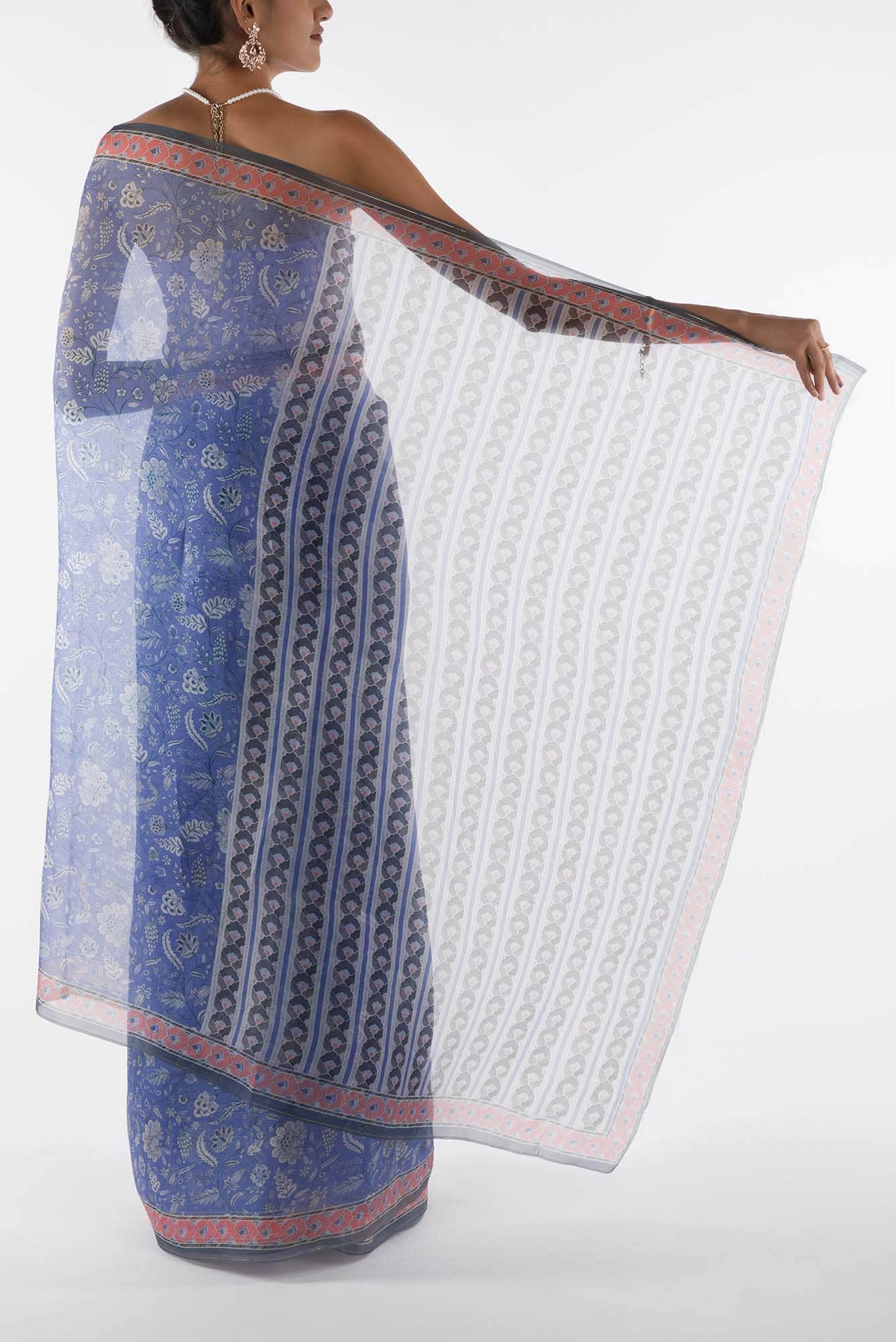 Guldasta - Blue Floral design saree from Chintz Collection, Designed by Nalli