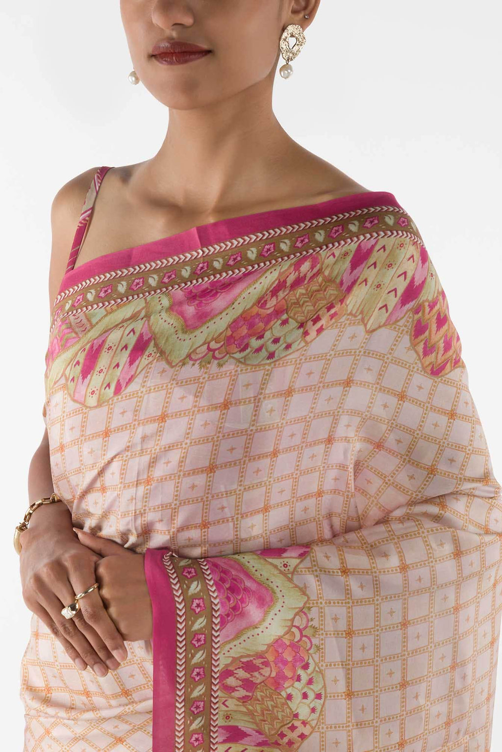 Tila - Cream Floral design saree from Chintz Collection, Designed by Nalli
