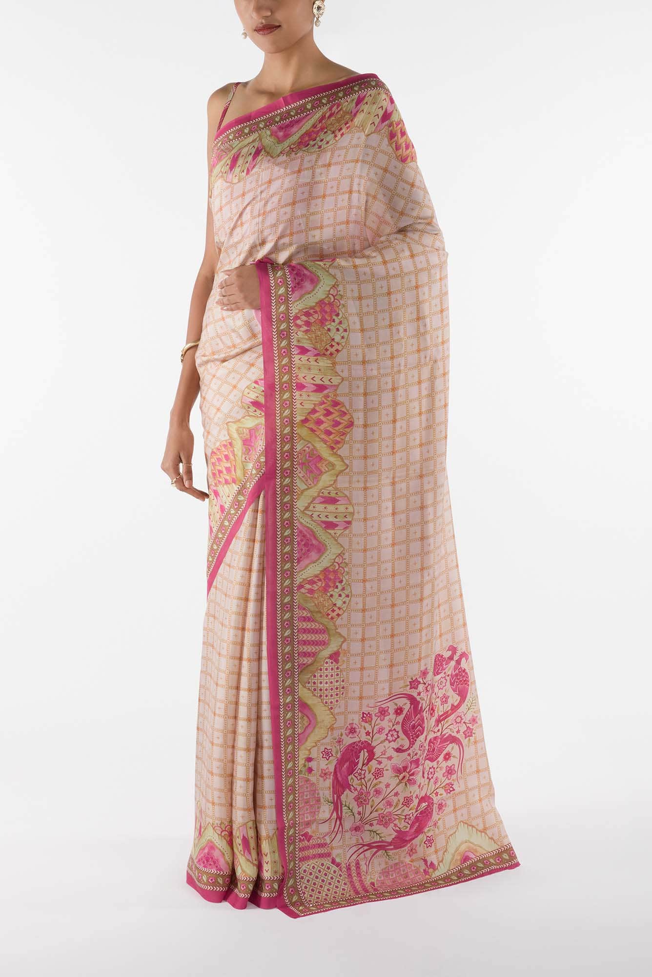 Tila - Cream Floral design saree from Chintz Collection, Designed by Nalli