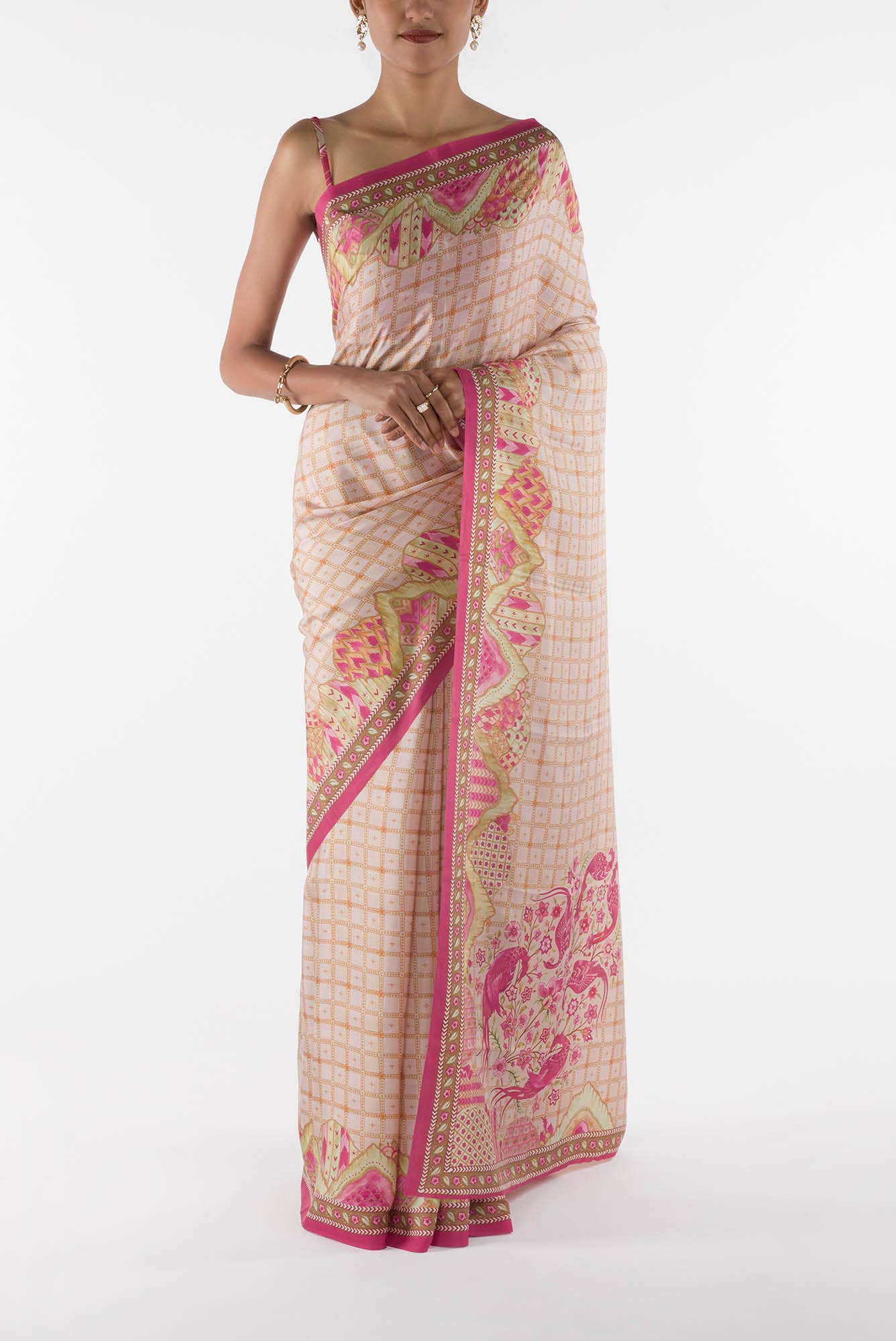 Tila - Cream Floral design saree from Chintz Collection, Designed by Nalli