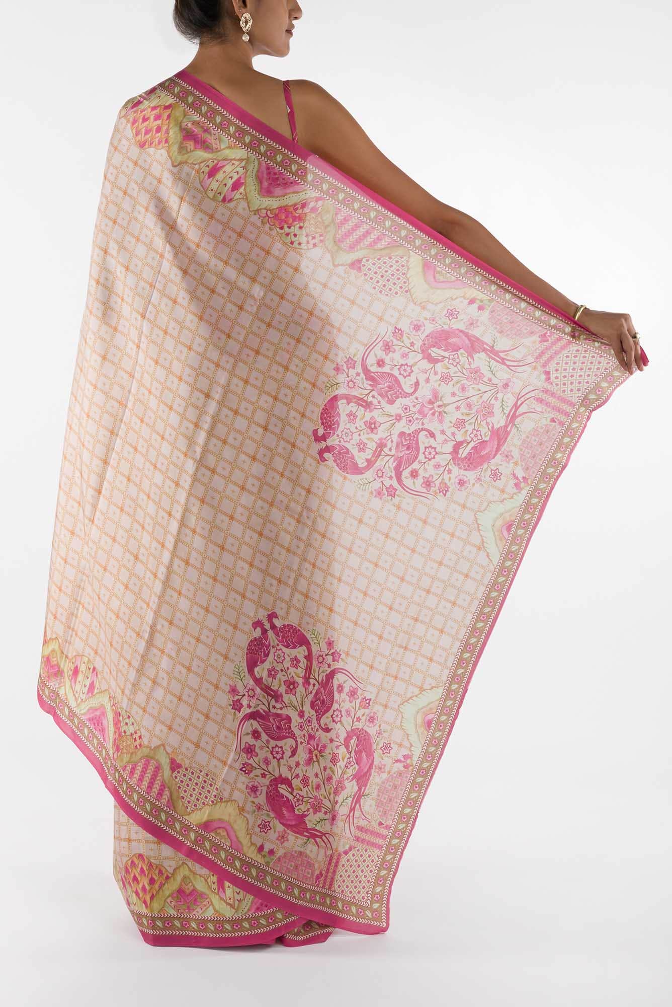Tila - Cream Floral design saree from Chintz Collection, Designed by Nalli
