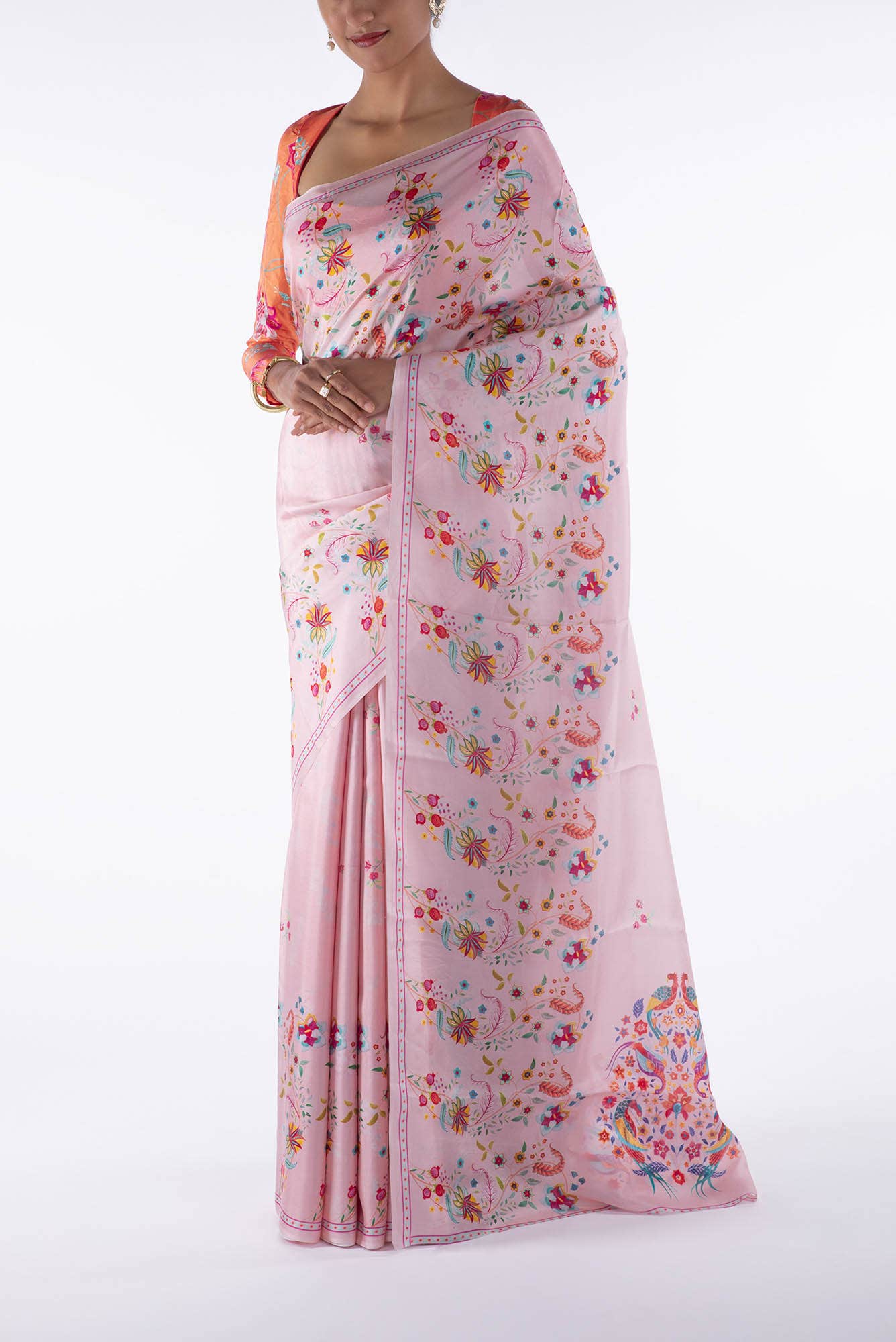 Nupur -  Baby Pink Floral design saree from Chintz Collection, Designed by Nalli