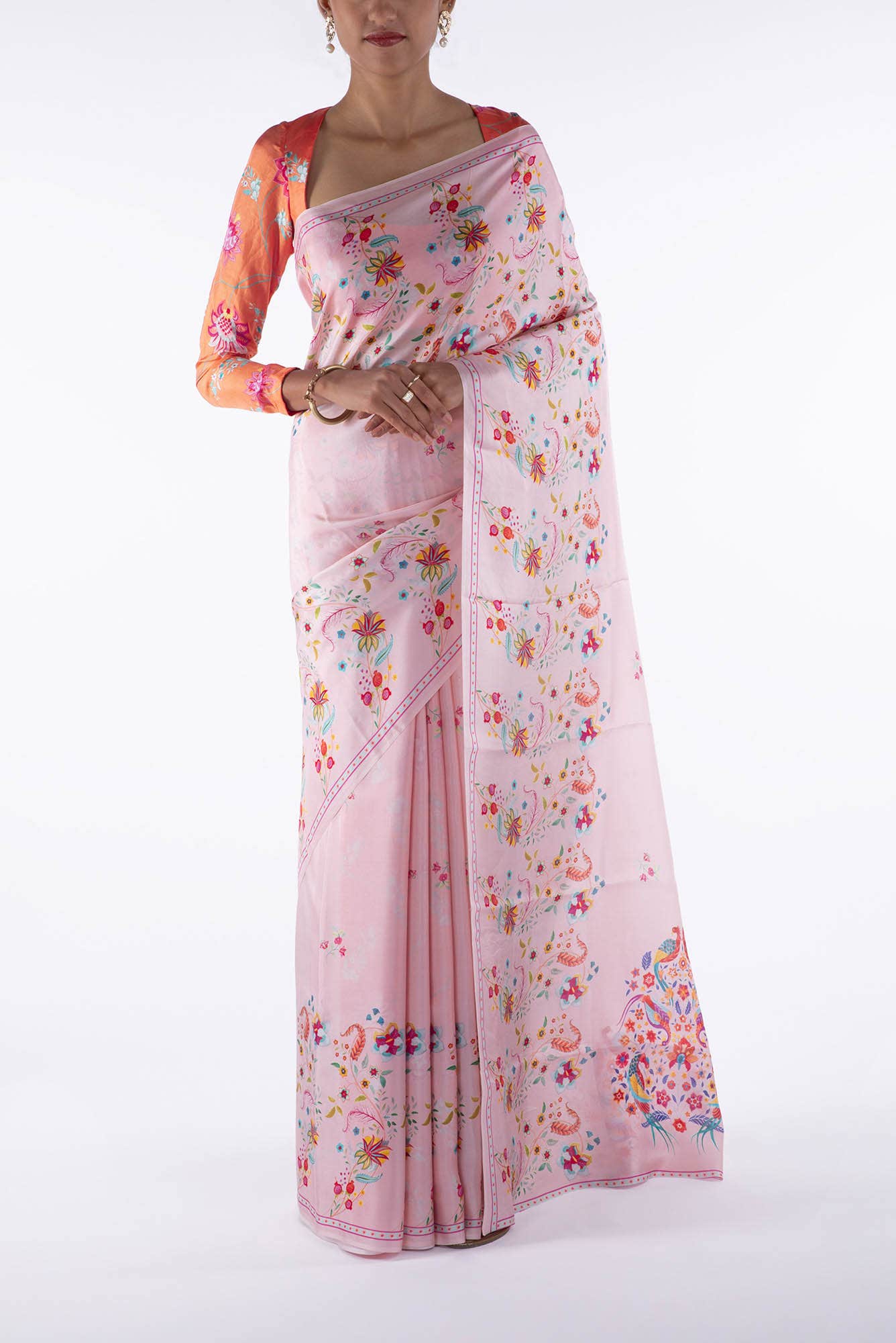Nupur -  Baby Pink Floral design saree from Chintz Collection, Designed by Nalli