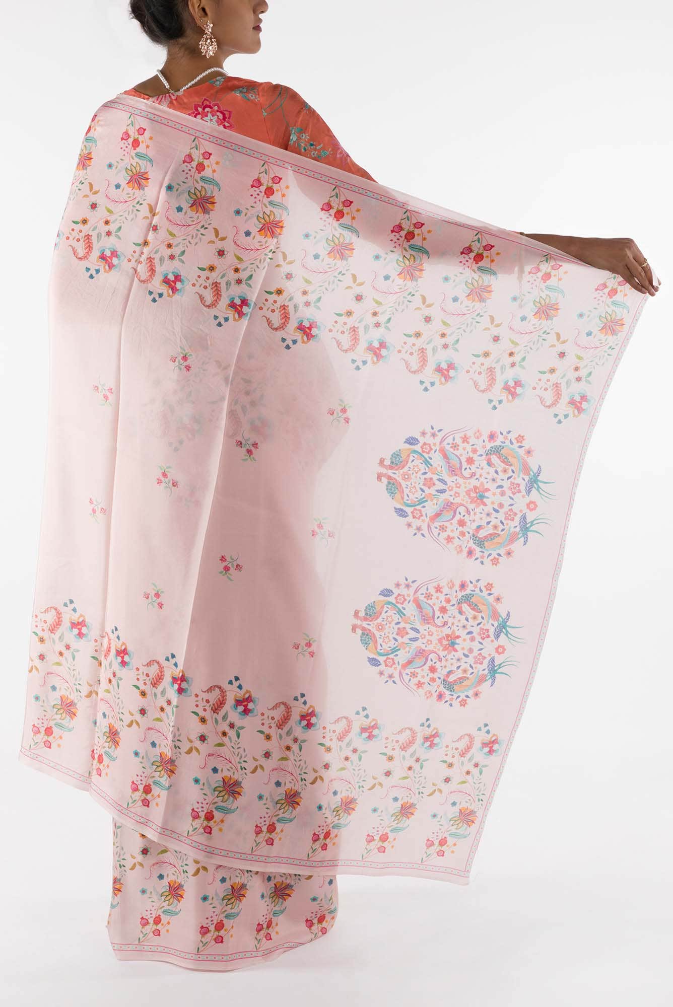 Nupur -  Baby Pink Floral design saree from Chintz Collection, Designed by Nalli