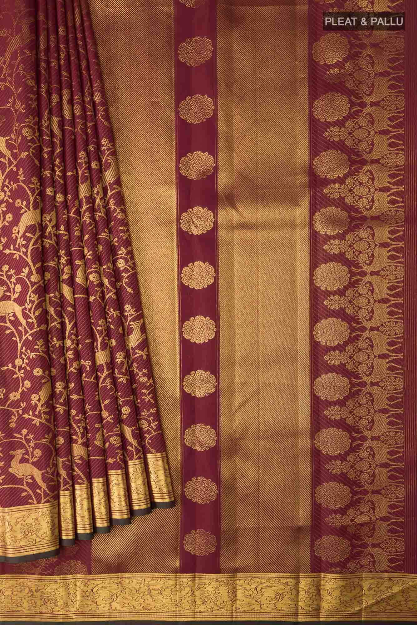 Aaditi-Maroon Kanchipuram Silk Saree