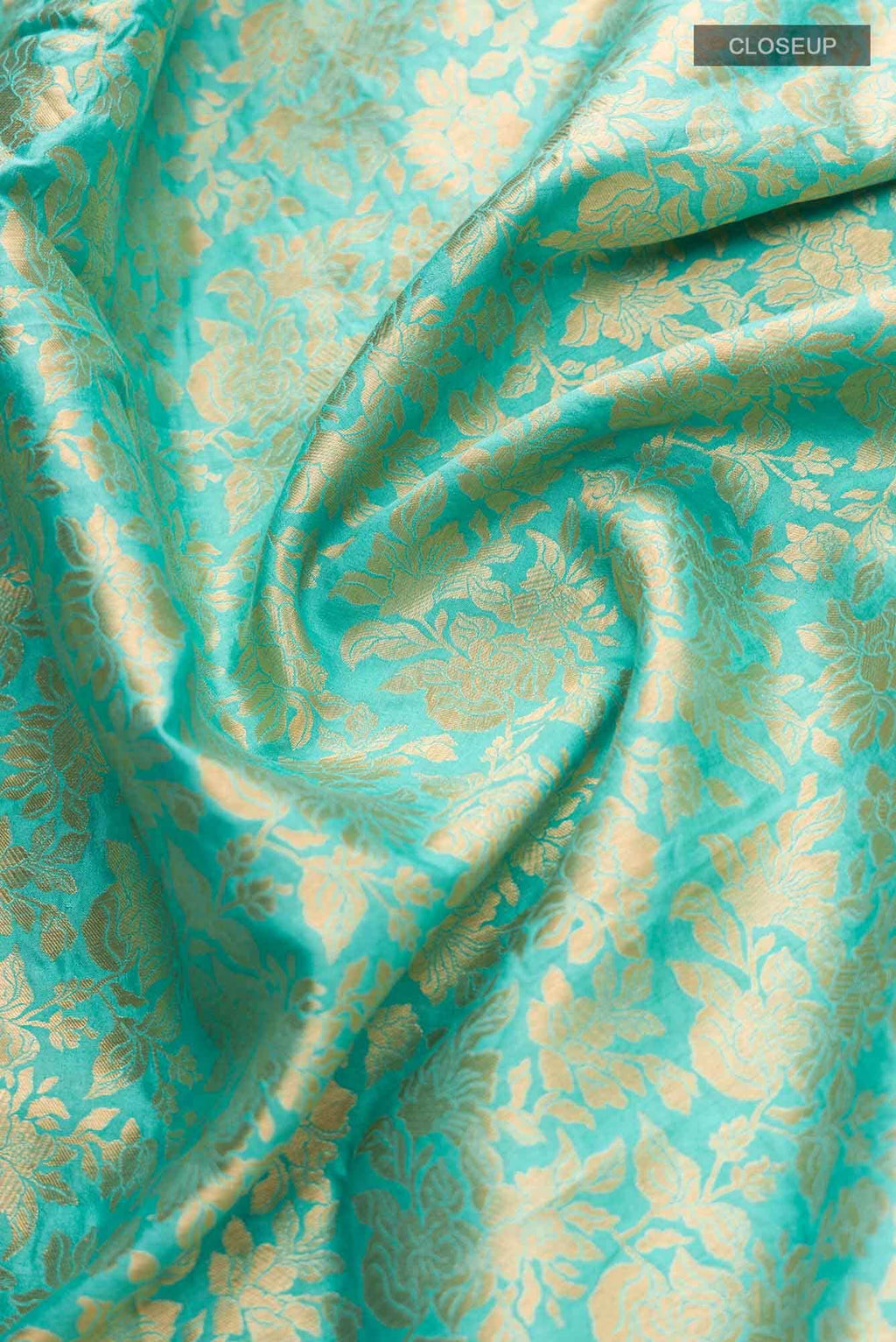 Blossom Bahar- Turquoise Banarasi Silk Saree
