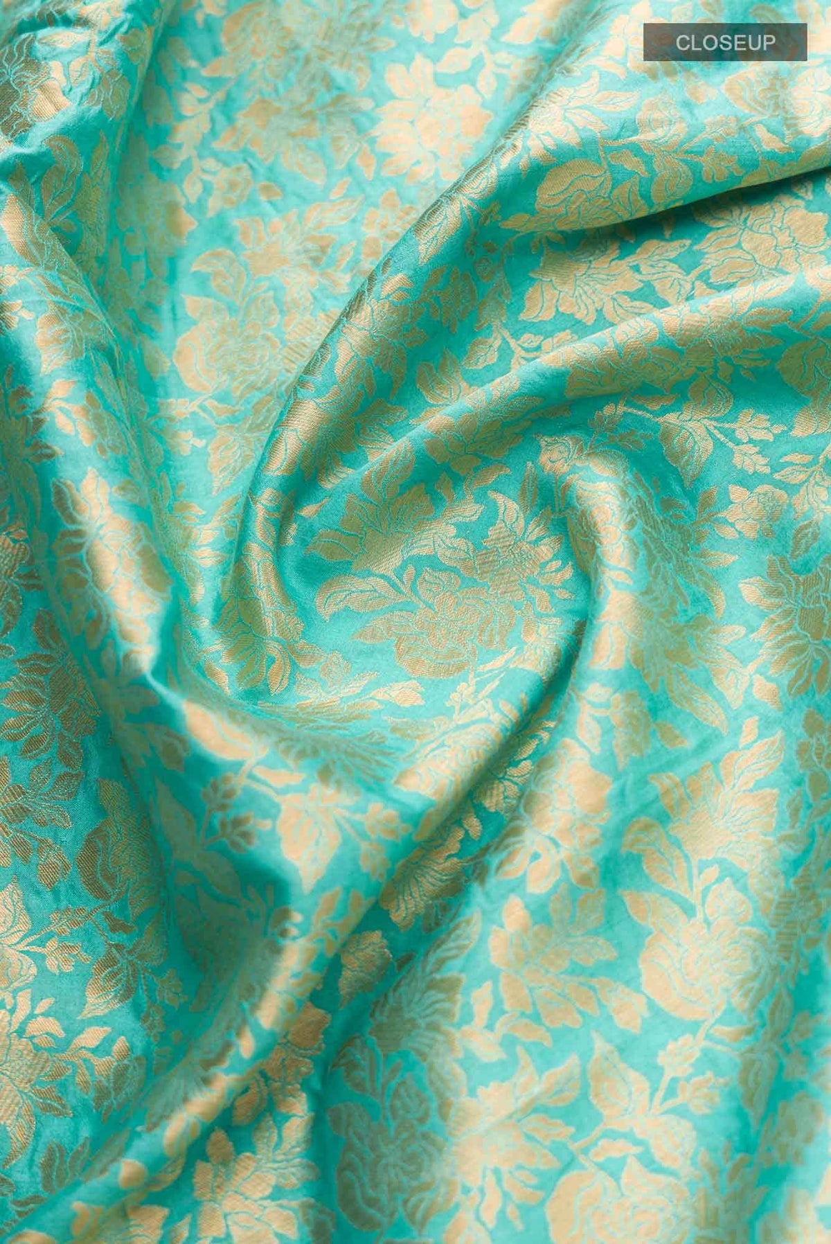 Blossom Bahar- Turquoise Banarasi Silk Saree
