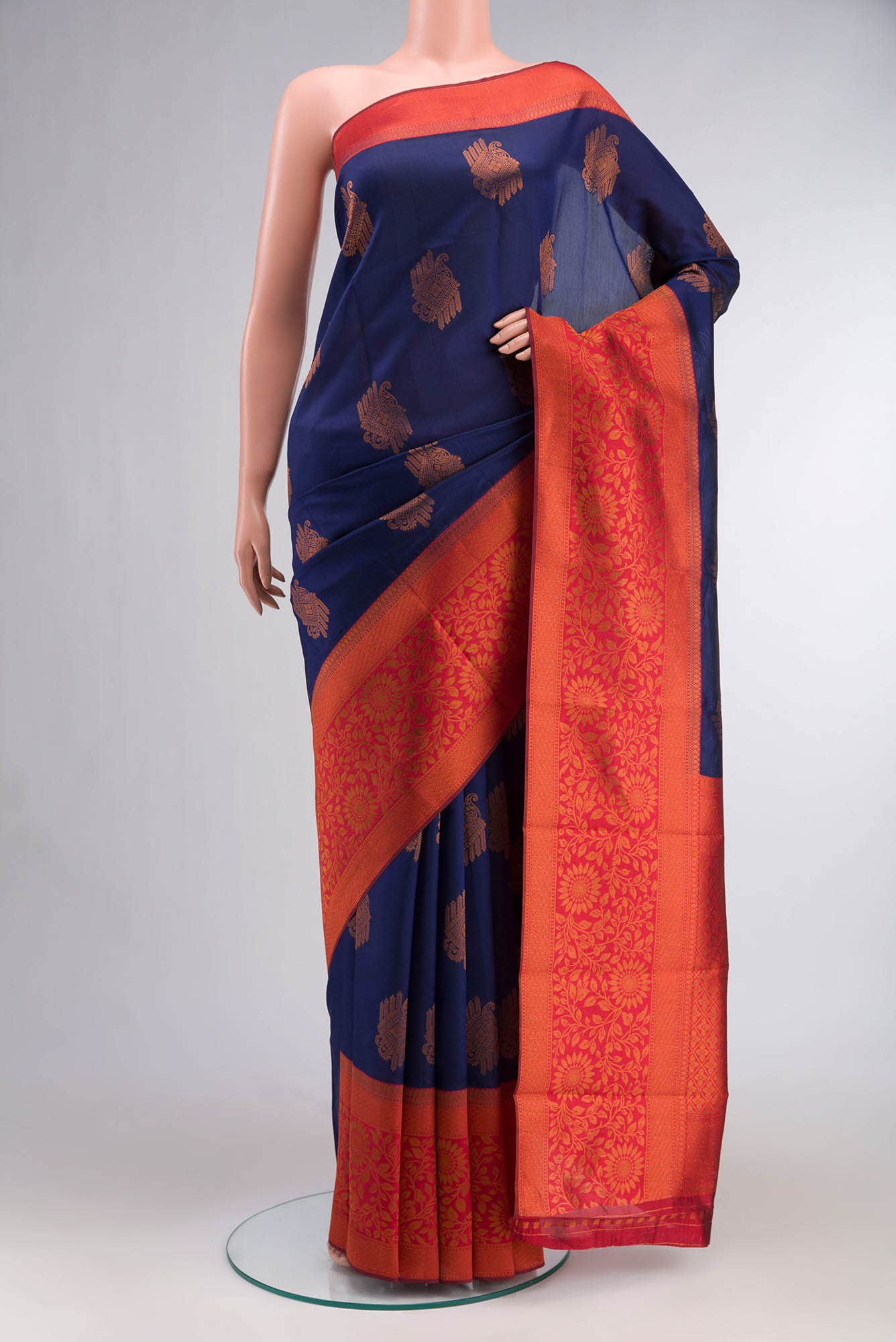 Blue Blended Art Silk Saree
