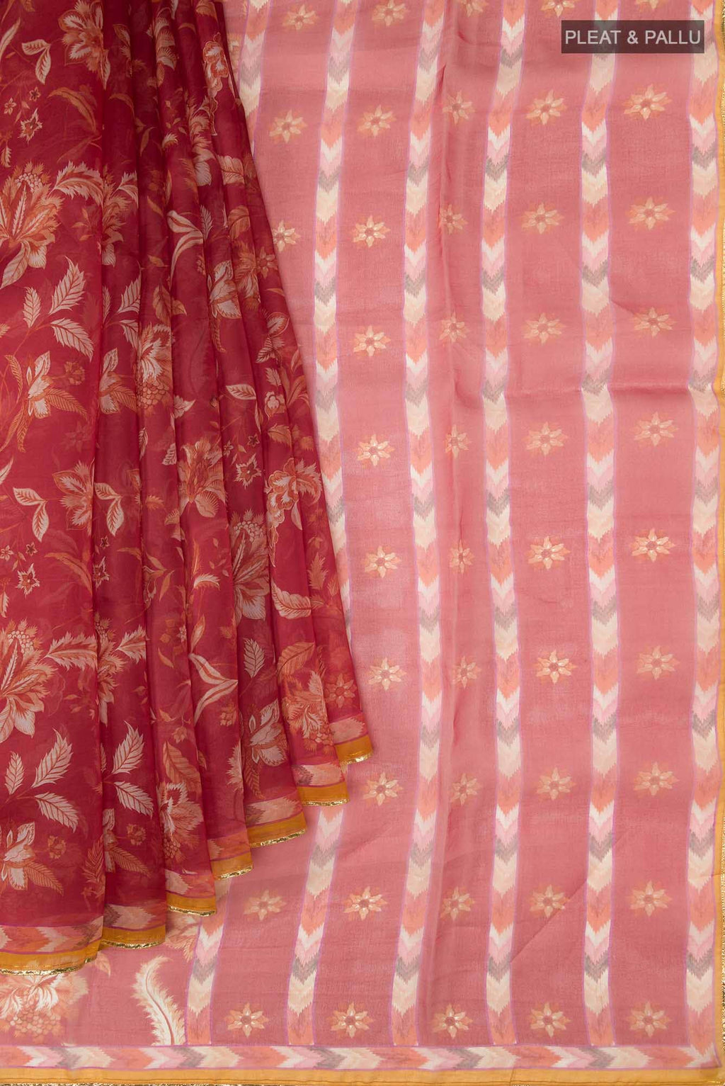 Maroon Floral Design Saree from Chintz Collection, Designed by Nalli