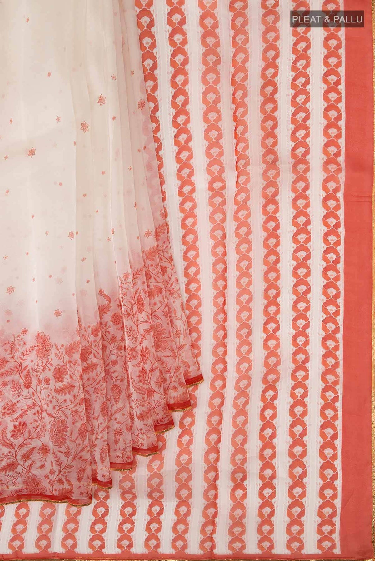 White Pure Organza Silk Saree