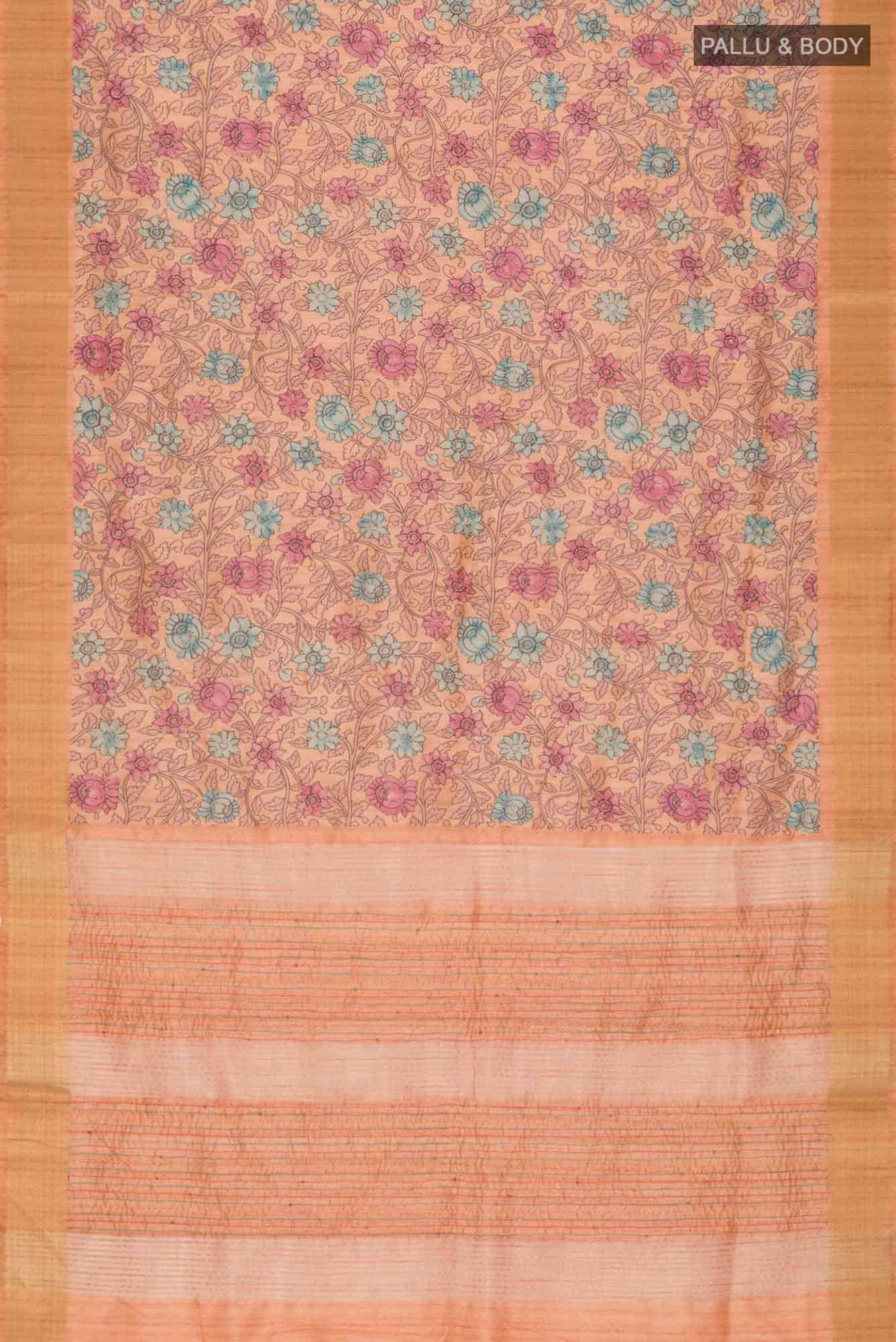 Orange Blended Tussar Silk Saree