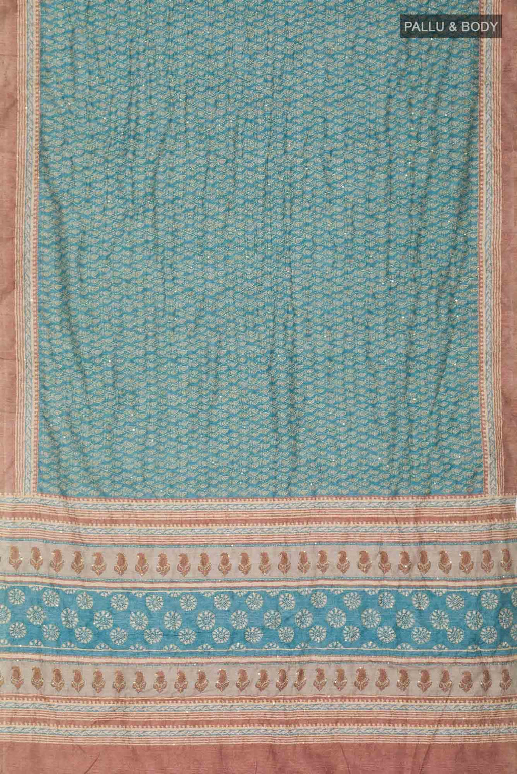 Blue Blended Tussar Silk Saree