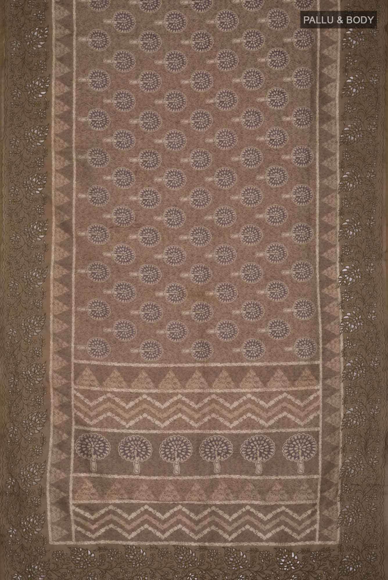 Brown Blended Tussar Silk Saree