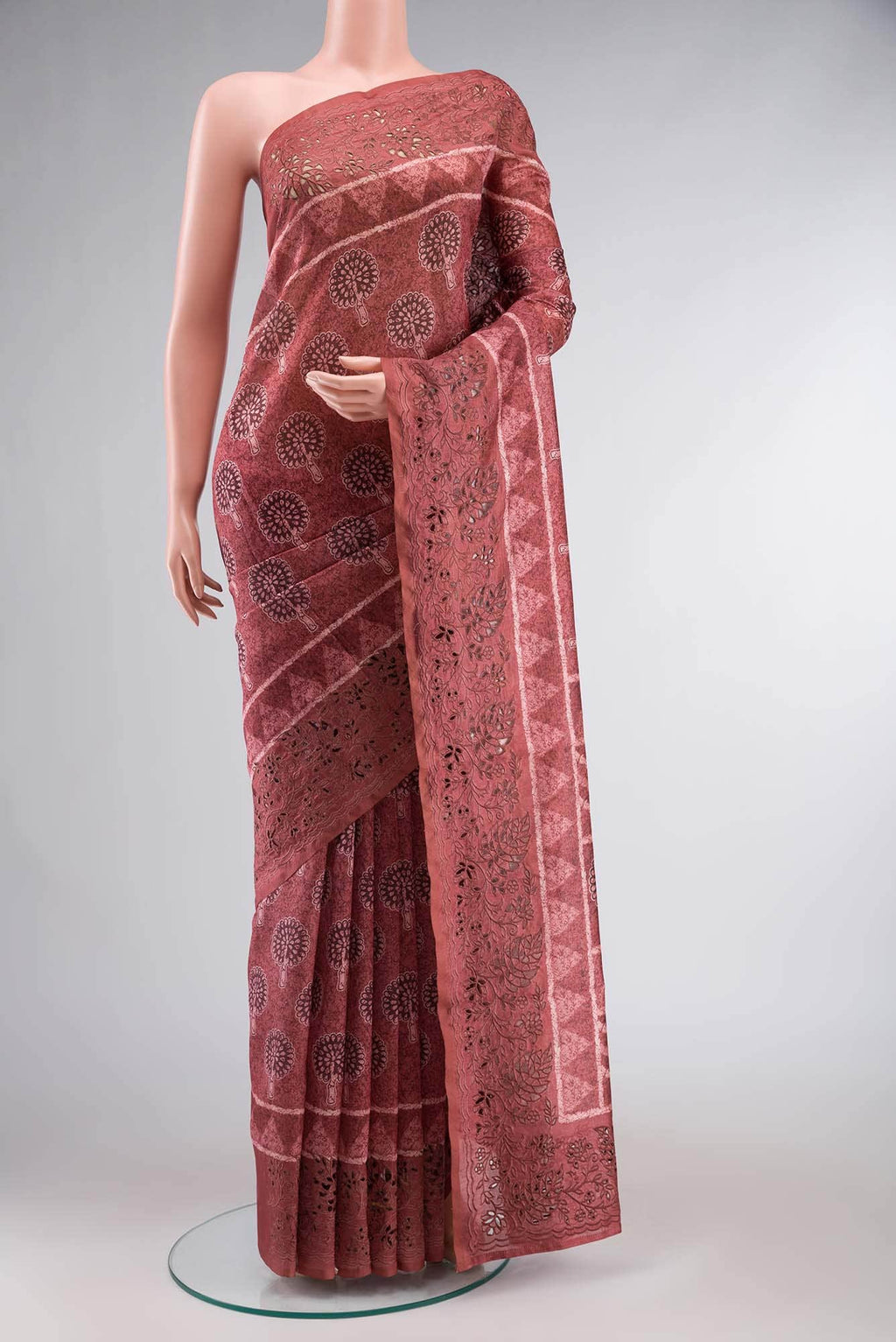 Brown Blended Tussar Silk Saree