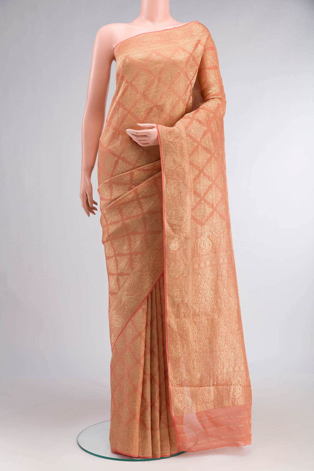 Peach Mysore Georgette Saree