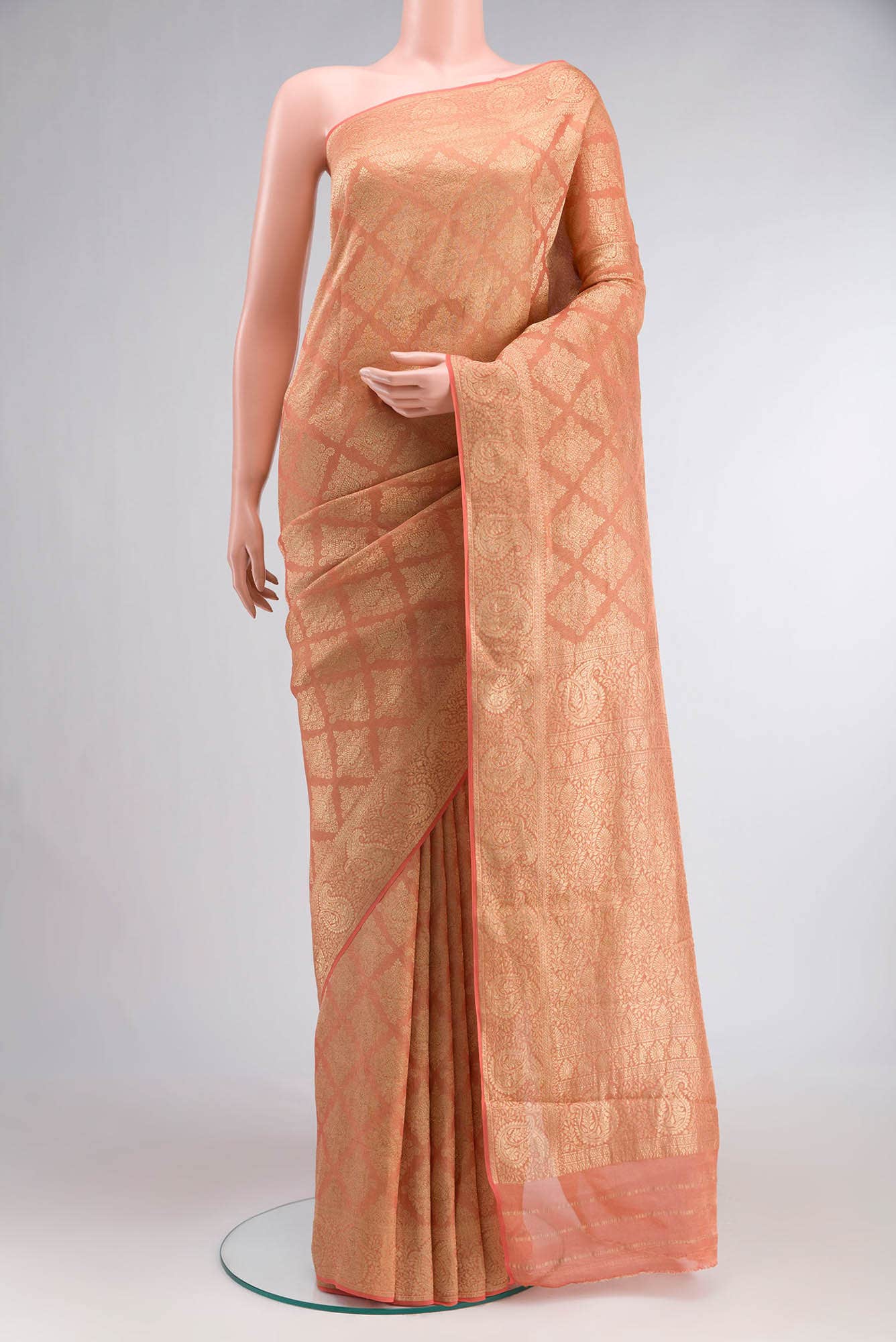 Peach Mysore Georgette Saree