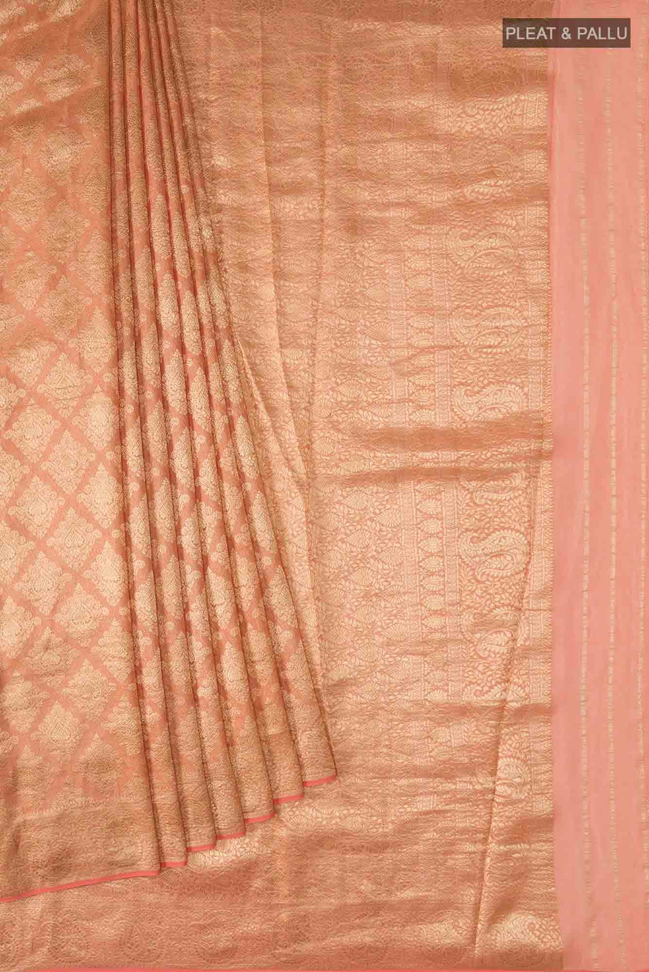 Peach Mysore Georgette Saree