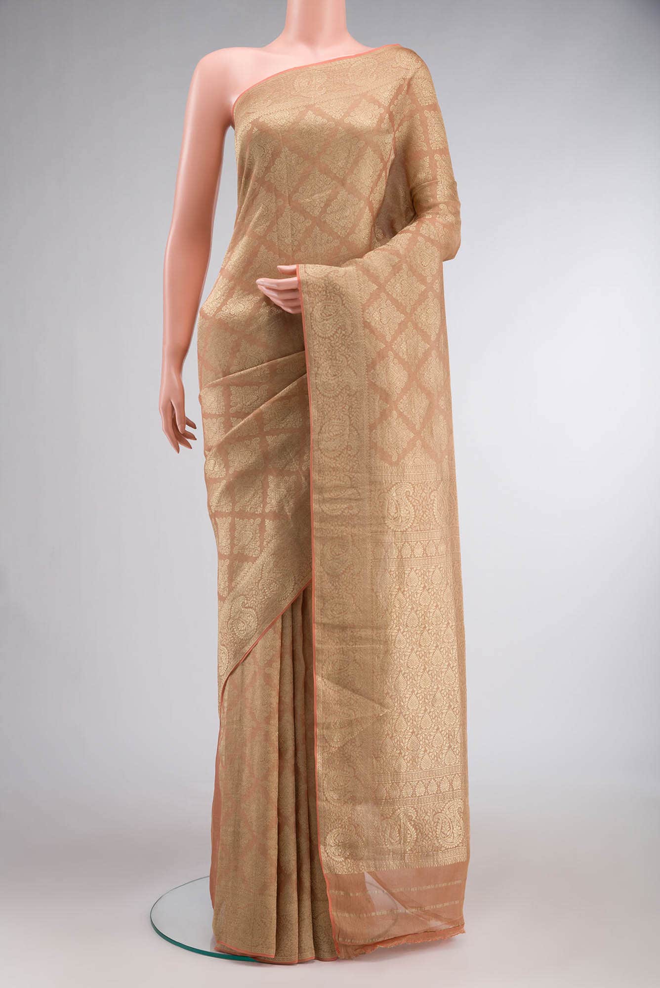 Peach Mysore Georgette Saree