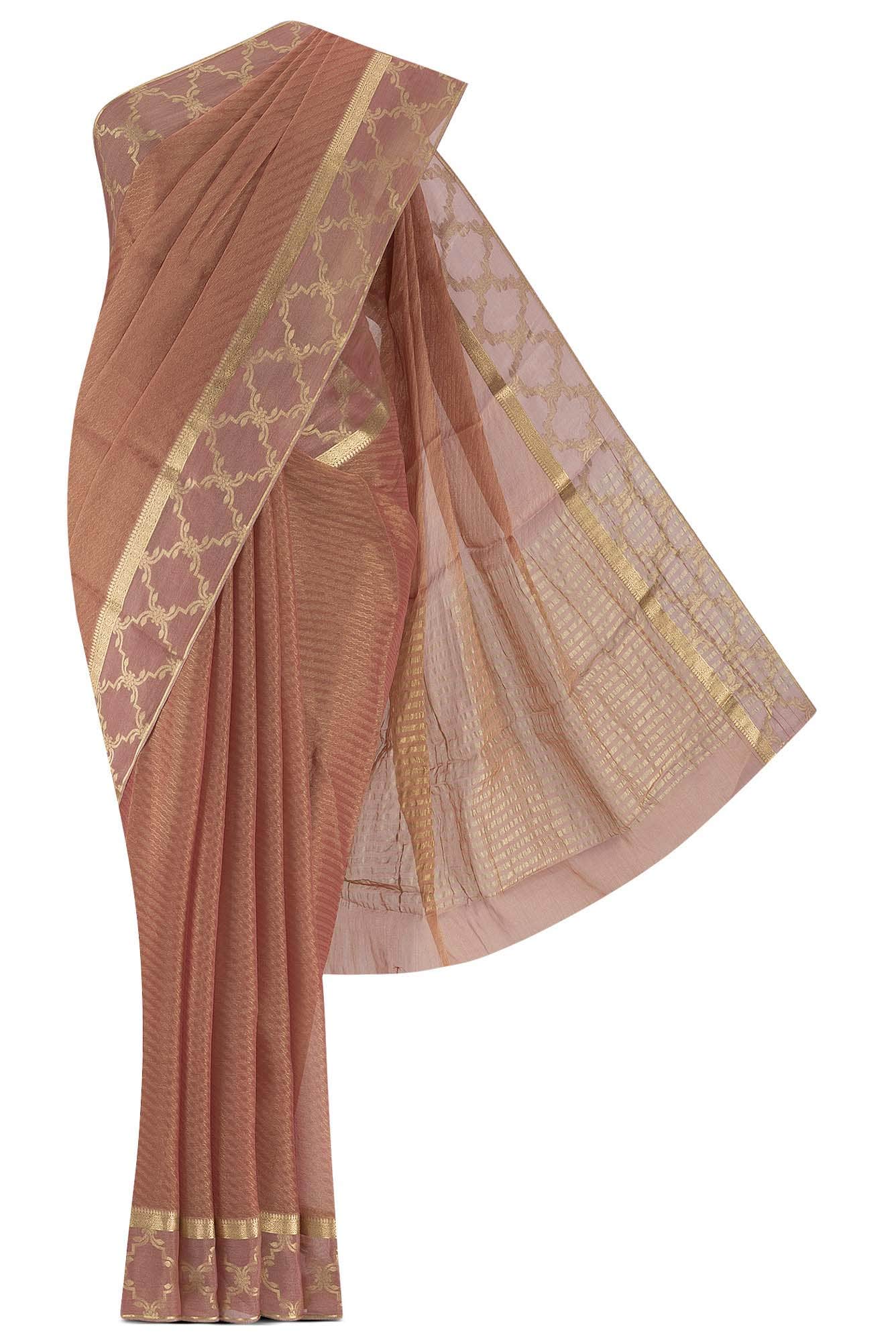 Peach Mysore Georgette Saree