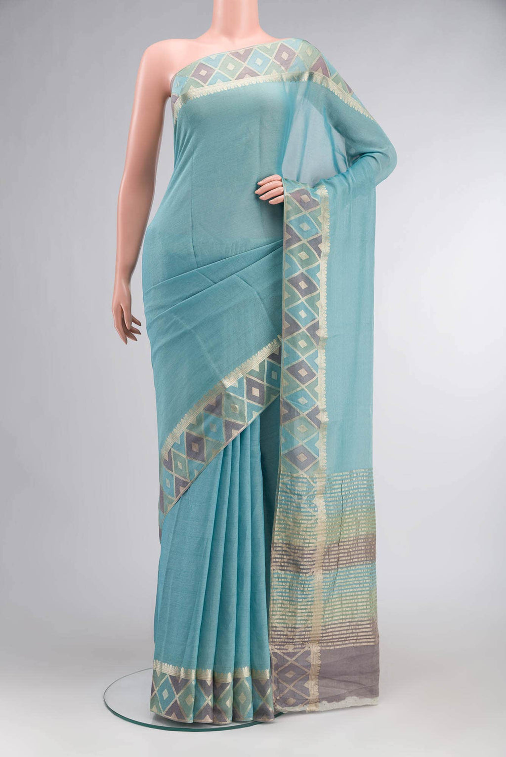 Blue Mysore Georgette Saree