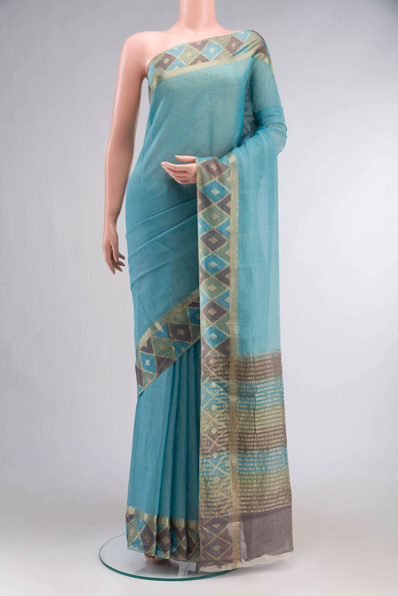 Blue Mysore Georgette Saree